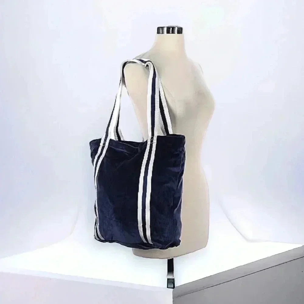 Victoria's Secret Pink Velour Blue and white tote bag. Rare..Nwt